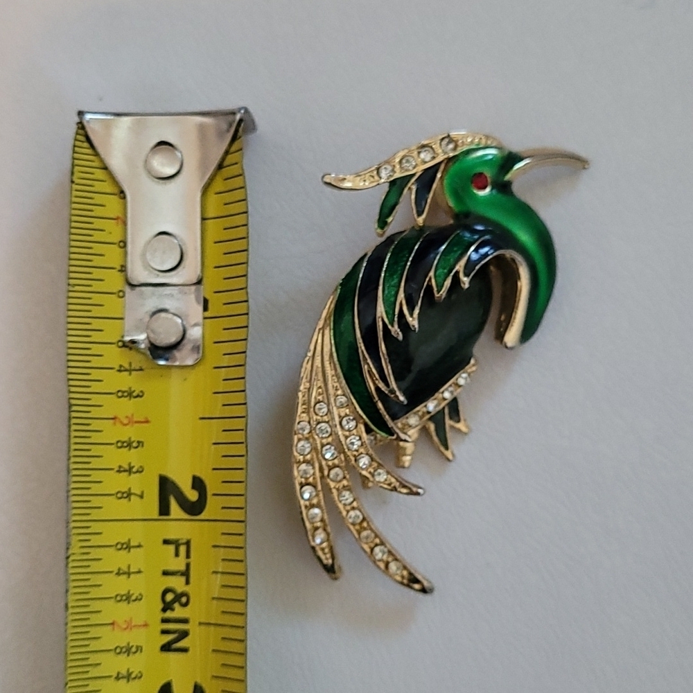 Vintage Enamel Rhinestone Pheasant Bird Pin - Picture 4 of 4